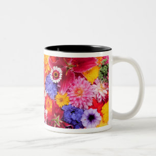 Tasse 2 Couleurs Conception de fleurs de Dahlia, lis orientaux,