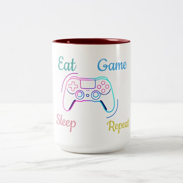 Tasse 2 Couleurs Conception de jeu néon personnalisable (Centre)