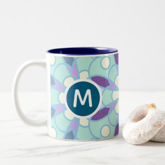 Tasse 2 Couleurs Conception de lettre de monogramme de mandala flor
