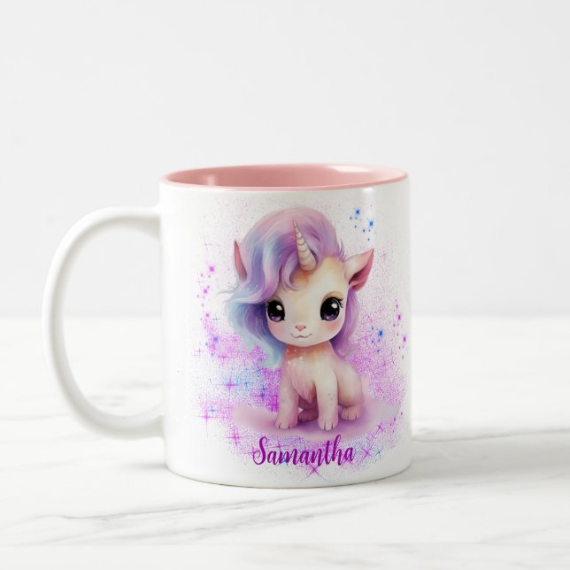 Tasse 2 Couleurs Conception de licorne personnalisée (Gauche)