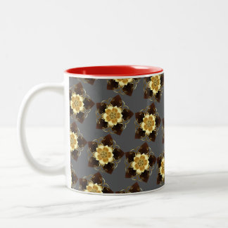 Tasse 2 Couleurs Conception de mandala floral doré de luxe ornement