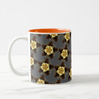Tasse 2 Couleurs Conception de mandala florale dorée de luxe orneme