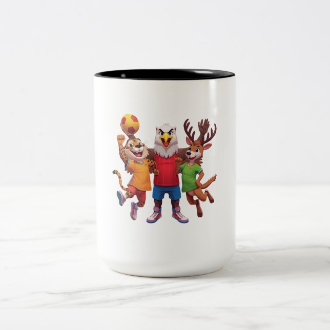 Tasse 2 Couleurs Conception de mascotte de dessin animé d'équipe de (Centre)