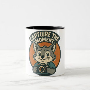 Tasse 2 Couleurs Conception de mascotte lynx photographe mignonne v