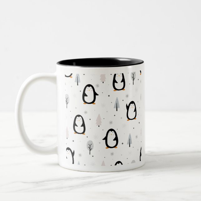 Tasse 2 Couleurs Conception de motif de manchot d'hiver (Gauche)