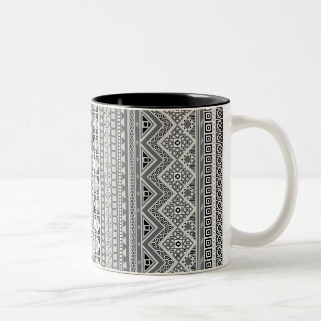 Tasse 2 Couleurs Conception de motifs aztèques gris blanc (Droit)
