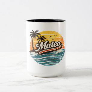 Tasse 2 Couleurs Conception de nom Mateo Retro Sunset