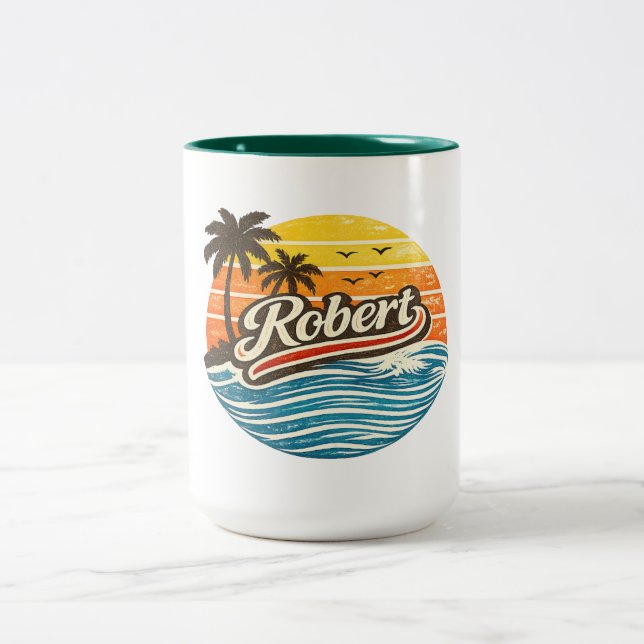 Tasse 2 Couleurs Conception de nom Robert Retro Sunset (Centre)