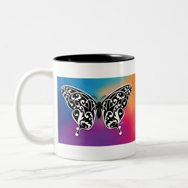 Tasse 2 Couleurs Conception de papillon avec des couleurs de couche (Gauche)