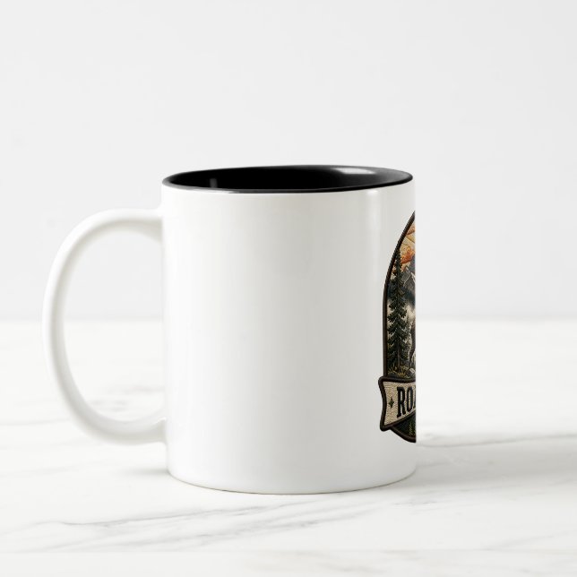 Tasse 2 Couleurs Conception de patch brodé d'orignal 'Roam Free' (Gauche)