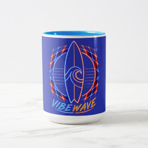 Tasse 2 Couleurs Conception de planche de surf Vibewave Neon - Rétr