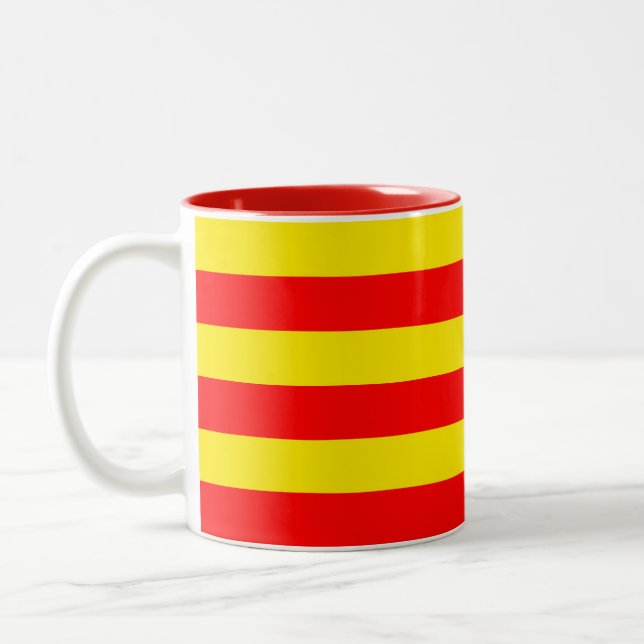 Tasse 2 Couleurs Conception de rayures rouges et jaunes (Gauche)