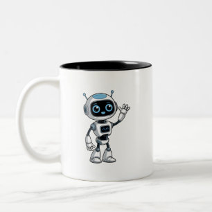 Tasse 2 Couleurs Conception de robot mignon qui fait signe de la ma