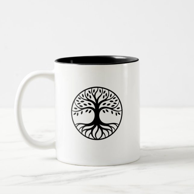 Tasse 2 Couleurs Conception de symbole d'arbre minimal (Gauche)