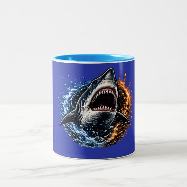 Tasse 2 Couleurs Conception de tête de requin Ocean Splash – Graphi (Centre)
