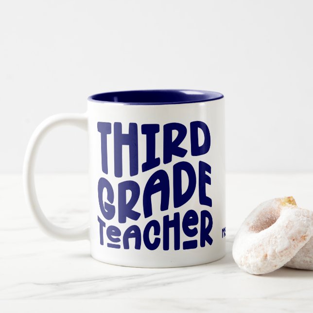 Tasse 2 Couleurs Conception de typographie bleu foncé pour professe (Avec donut)