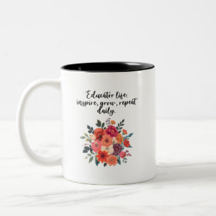 Tasse 2 Couleurs Conception de vie éducative Inspirez Croître Répét