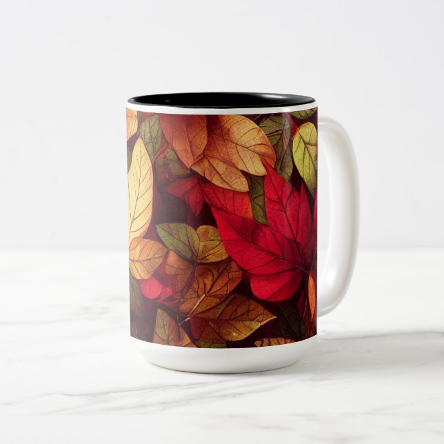 Tasse 2 Couleurs Conception des feuilles automnales (Devant droit)