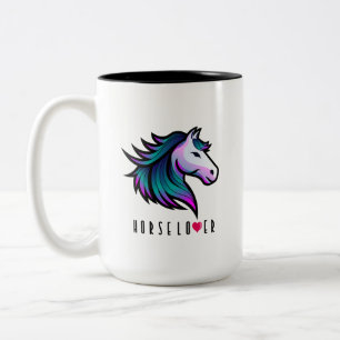 Tasse 2 Couleurs Conception d'une motte d'amoureux du cheval Indigo