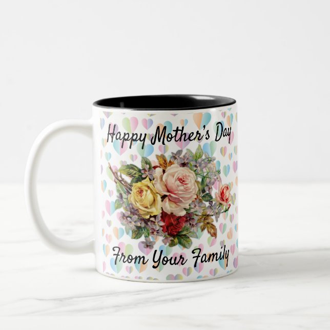 Tasse 2 Couleurs Conception élégante de fleurs pour la fête des mèr (Gauche)