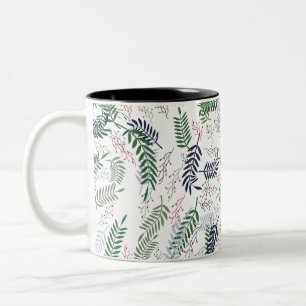 Tasse 2 Couleurs Conception florale de feuilles et d'accents inspir