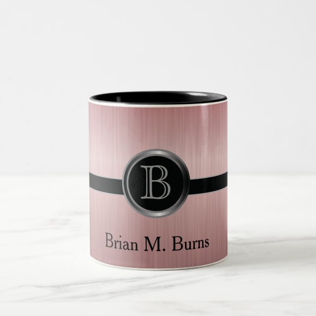 Tasse 2 Couleurs Conception Monogramme Exécutif - Ruby Brush Steel (Centre)