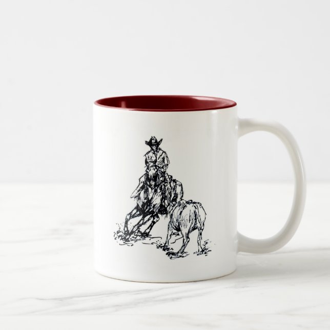 Tasse 2 Couleurs Conception occidentale de croquis de cheval de (Droit)