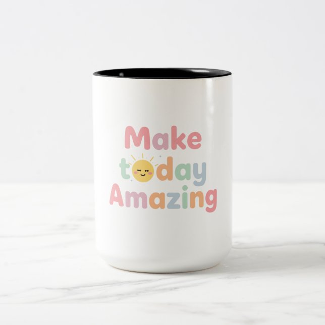 Tasse 2 Couleurs Conception pastel mignonne de journee incroyable (Centre)