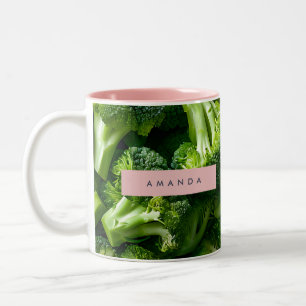 Tasse 2 Couleurs Conception personnalisée de brocolis verts frais