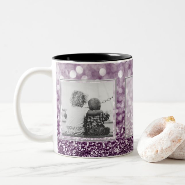 Tasse 2 Couleurs Conception pourpre des images w/Text des parties (Avec donut)