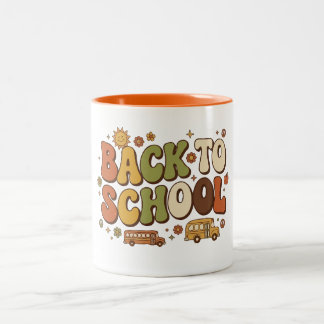 Tasse 2 Couleurs Conception Rétro Groovy de Rentree Scolaire