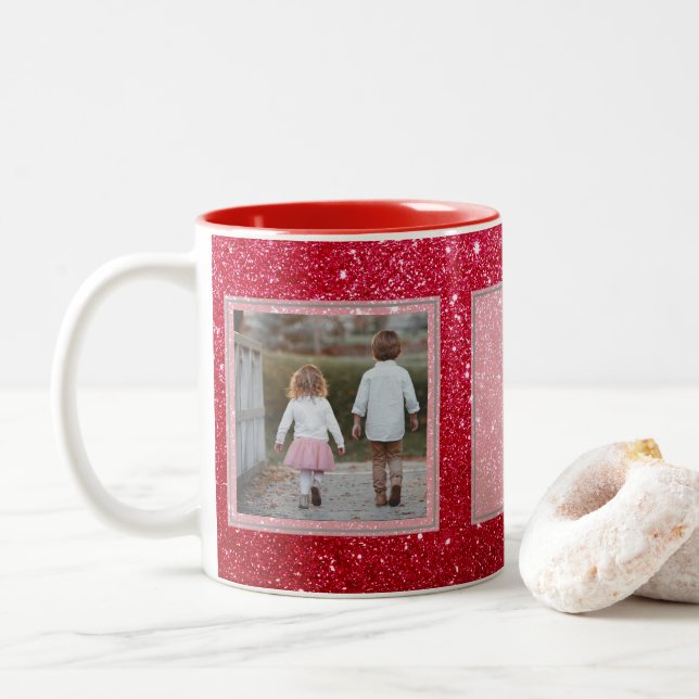 Tasse 2 Couleurs Conception rouge des images w/Text des parties (Avec donut)