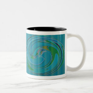 Tasse 2 Couleurs Conception tourbillonnante de vert bleu