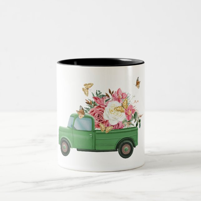 Tasse 2 Couleurs Conceptions de sublimation de fleurs (Centre)