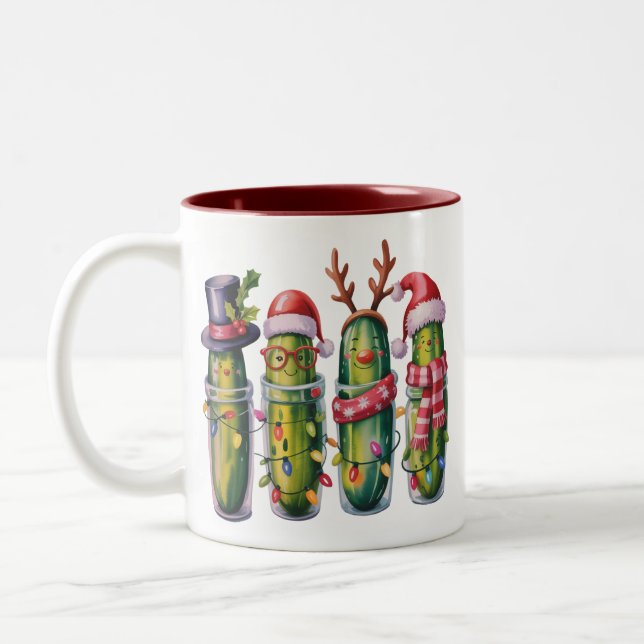 Tasse 2 Couleurs Concombre de Noël drôle Pickle Pickles Fête  (Gauche)