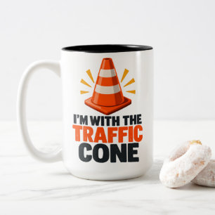 Tasse 2 Couleurs Cône de signalisation Je suis avec l'humour de côn