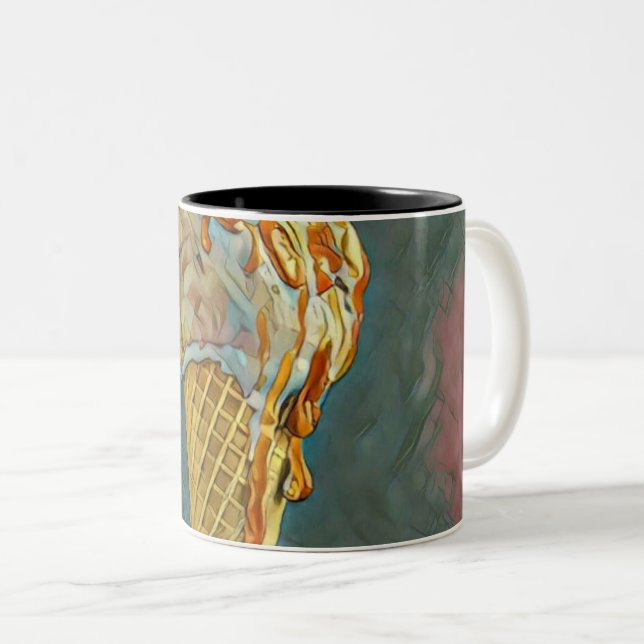 Tasse 2 Couleurs Cône glace chocolat fondu (Devant droit)
