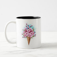Cône rose Sakura crème glacée gaufre