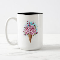 Cône rose Sakura crème glacée gaufre