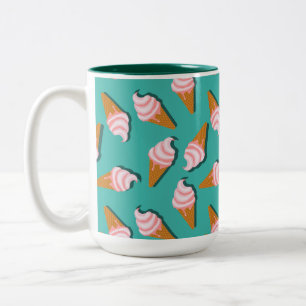 Tasse 2 Couleurs Congés gaufres crème glacée et motif de yaourt con