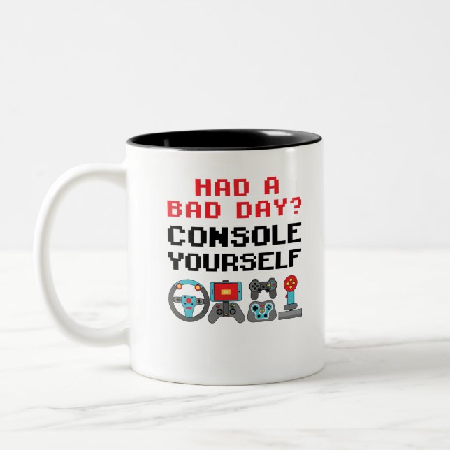 Tasse 2 Couleurs Console de jeu Funny Pun Joueur de jeux vidéo Joue (Gauche)