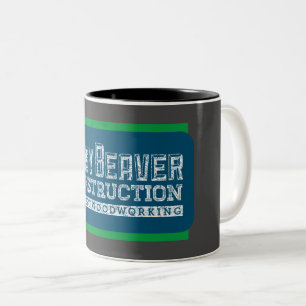 Tasse 2 Couleurs Construction de castor occupé Blanc Gfx Turquoise