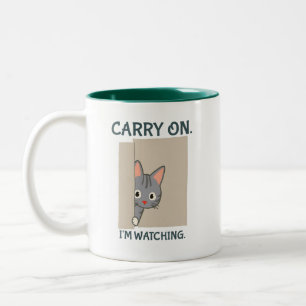 Tasse 2 Couleurs Continue, je regarde le chat gris