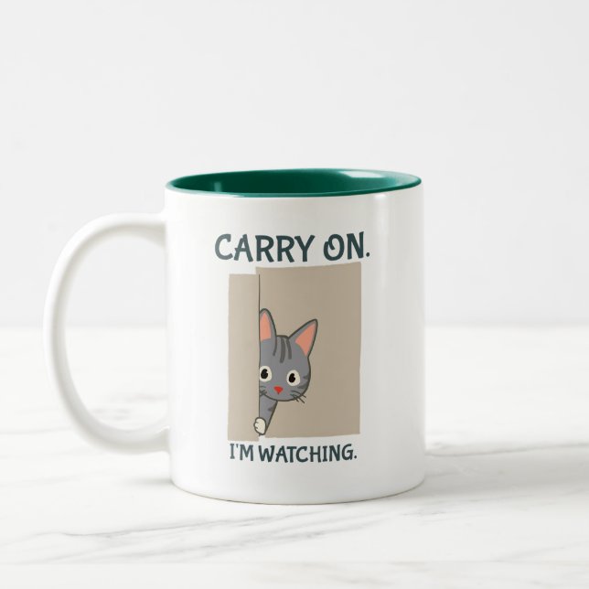 Tasse 2 Couleurs Continue, je regarde le chat gris (Gauche)