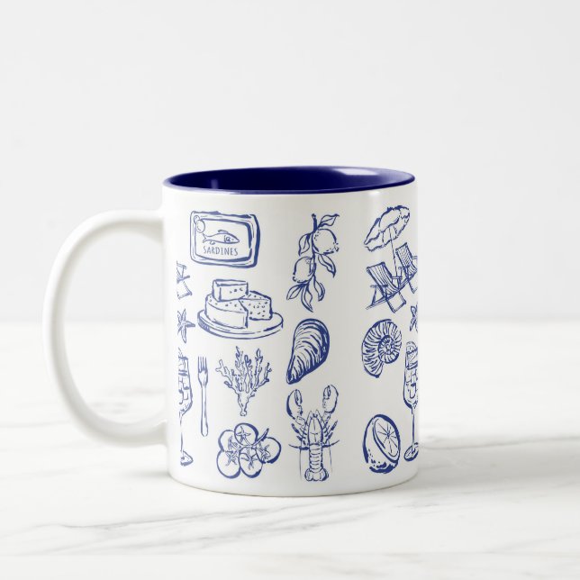 Tasse 2 Couleurs Contour de la vie méditerranéenne (Gauche)