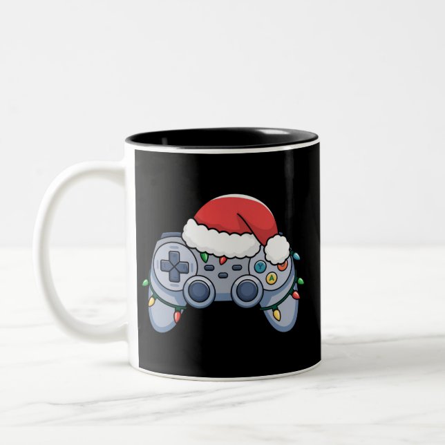 Tasse 2 Couleurs Contrôleur de jeu vidéo Noël Santa Hat Gamer (Gauche)