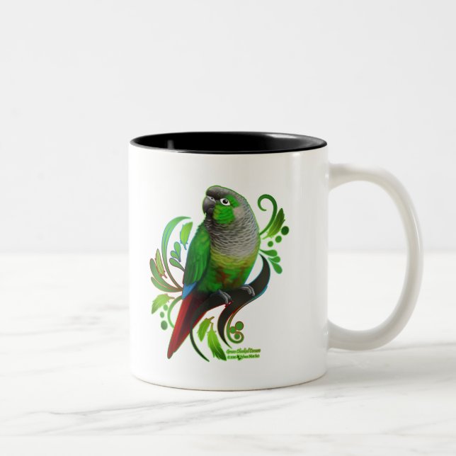 Tasse 2 Couleurs Conure verte à mâcher (Droit)
