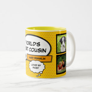 Tasse 2 Couleurs Cool amusant Cousin Comic Book Modern Photo Collag