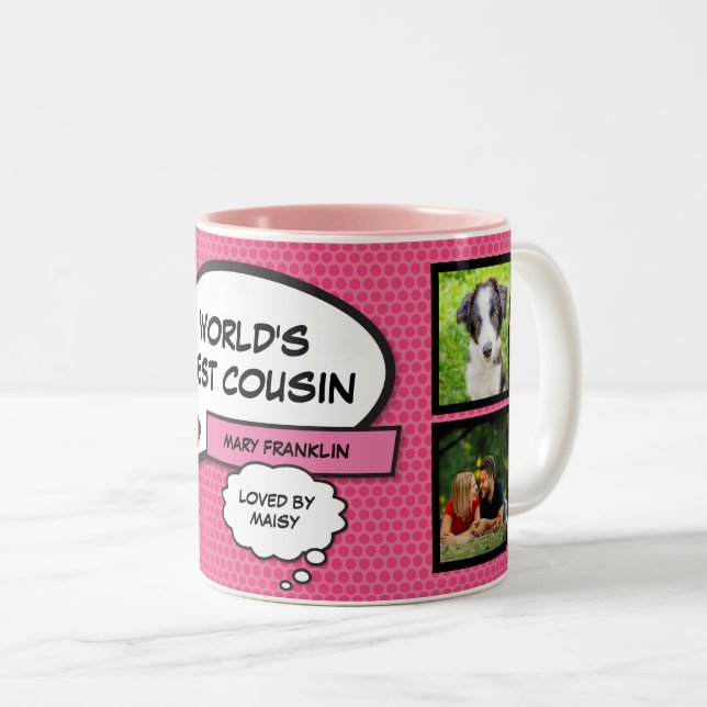 Tasse 2 Couleurs Cool amusant et amusant, Cousin (Devant droit)