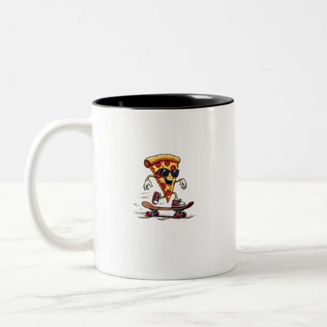 Tasse 2 Couleurs Cool and  Funny National Pizza Day: Laugh, Enjoy (Gauche)